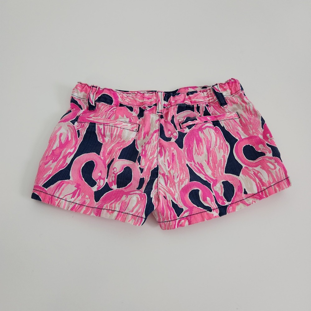 Lilly Pulitzer Girls size 10 Pink Flamingo Print Cotton Shorts Adjustable Waist